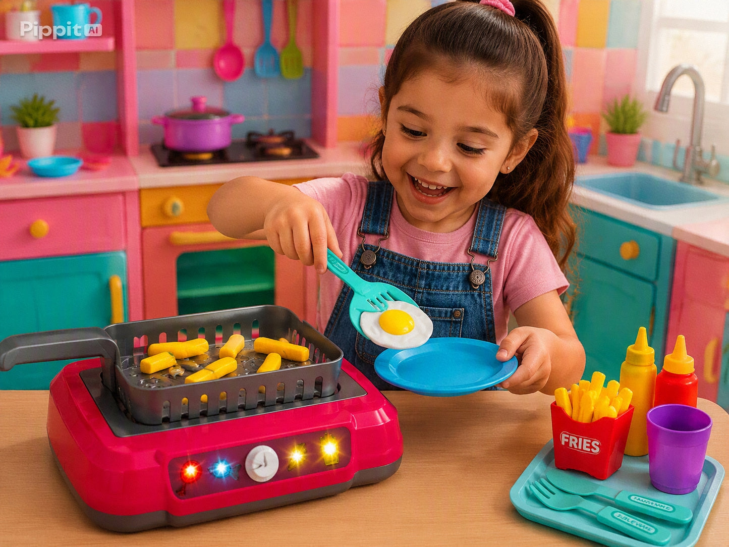Cocina de Juguete con Inducción — Luces, Sonidos y Comida que Cambia de Color