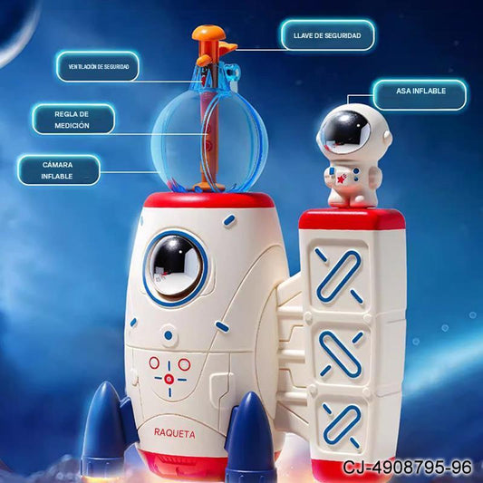 Inflador Mágico de Globos Cohete Espacial — Juguete con Luces para Niños