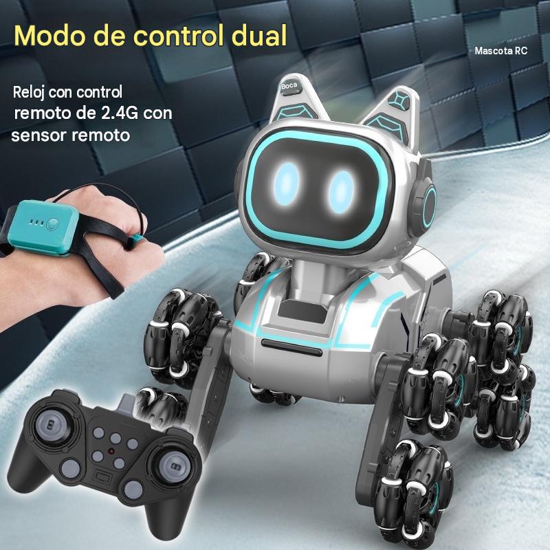 Gato Robot Acrobático Recargable — Control por Gestos y Mando, con Luces y Música