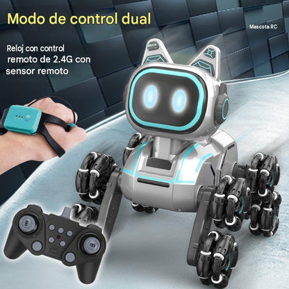 Gato Robot Acrobático Recargable — Control por Gestos y Mando, con Luces y Música