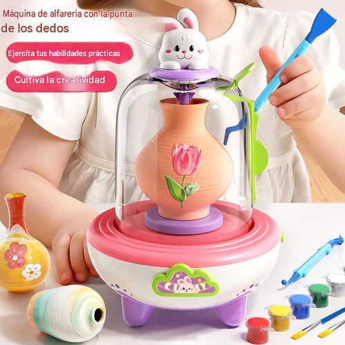 Kit de Torno de Alfarería para Niños — Cerámica con Arcilla (Sin Horno)