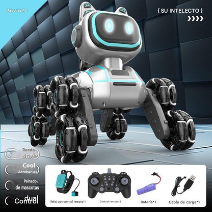Gato Robot Acrobático Recargable — Control por Gestos y Mando, con Luces y Música