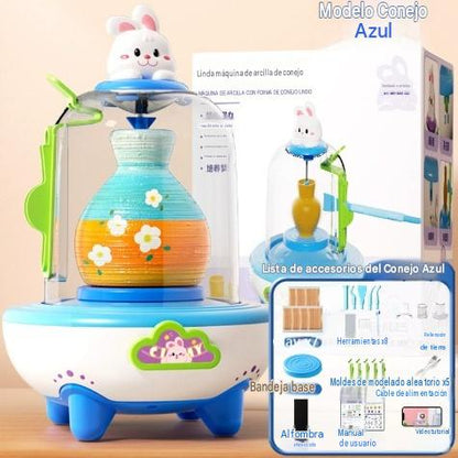 Kit de Torno de Alfarería para Niños — Cerámica con Arcilla (Sin Horno)