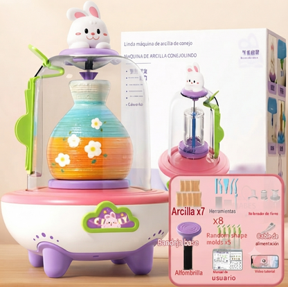 Kit de Torno de Alfarería para Niños — Cerámica con Arcilla (Sin Horno)