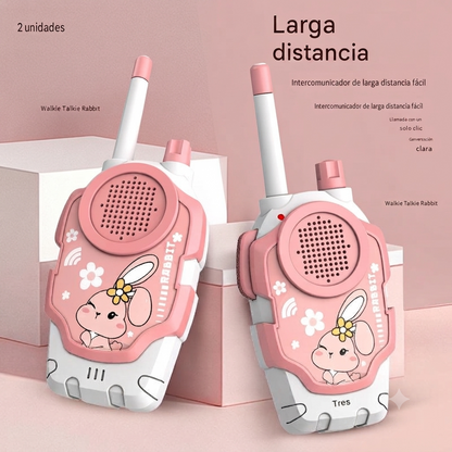 Walkie-Talkies Infantiles Recargables (Pack 2) — Diseños Conejo, Rana y Astronauta
