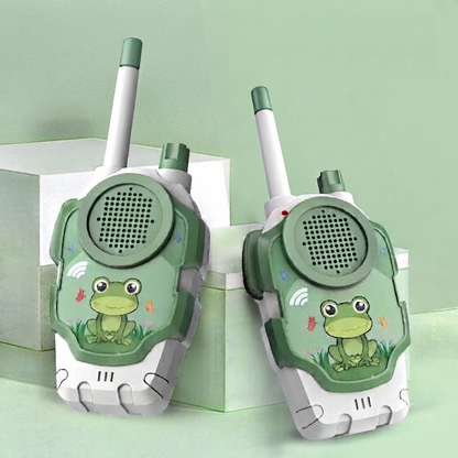 Walkie-Talkies Infantiles Recargables (Pack 2) — Diseños Conejo, Rana y Astronauta